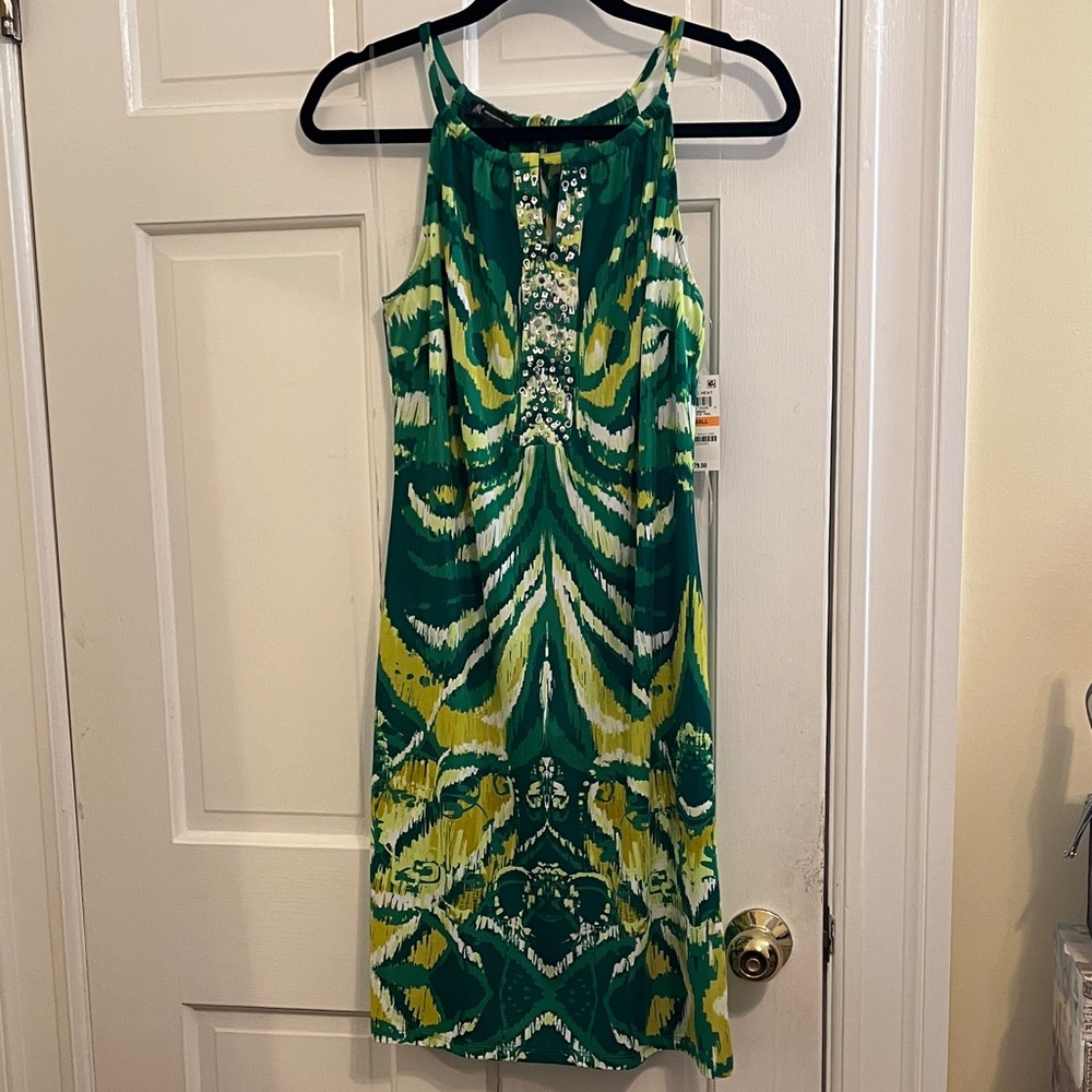 NWT INC International Concepts Green and Yellow Midi Dress